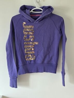 2/40$ Y2K ​Joshua Perets Purple Sequin Logo Hoodie Sweatshirt Fits Small/Medium